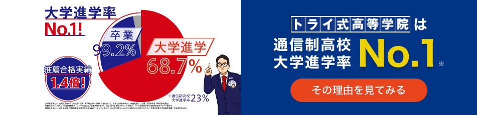 トライ式高等学院は通信制高校大学進学率No.1