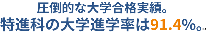 特進科の大学進学率は91.4%。圧倒的な大学合格実績。
